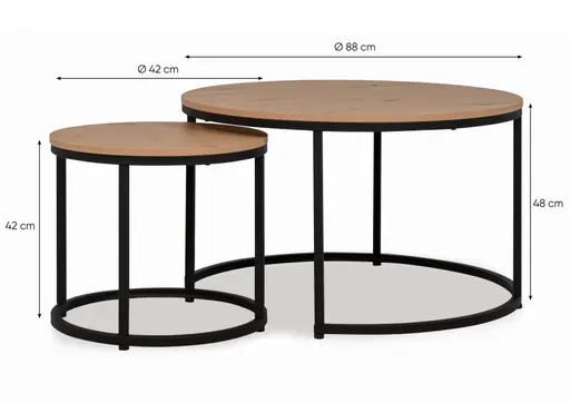 Couchtisch - 2er Set, Eiche Dekor, 