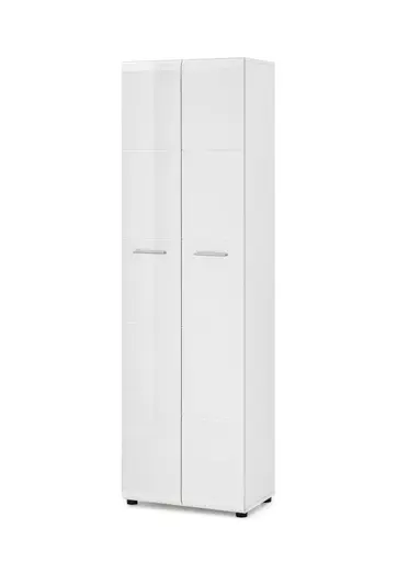 Garderobenschrank- Weiß, Weiß, Hochglanz