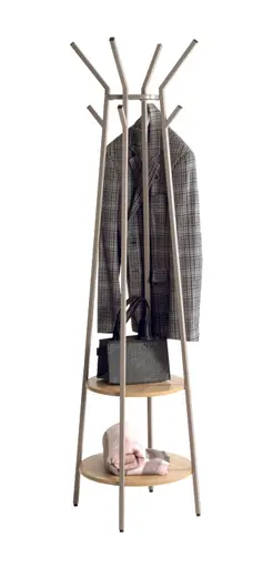 Garderobenständer - Ø/H ca. 48x170 cm, Eiche natur Nachbildung, Kaschmir