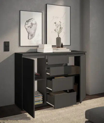 Kommode - B ca. 119 cm, Anthrazit