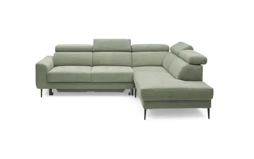 Ecksofa CHARIS - 2-Sitzer, Ecke rechts inkl. Schlaffunktion und Bettkasten, Microfaser, Olive