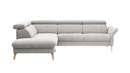 Sofa Maryville - Eckelement und Abschlussteil medium links mit 2,5-Sitzer, inkl. Kopfteil verstellbar, Stoff, Beige