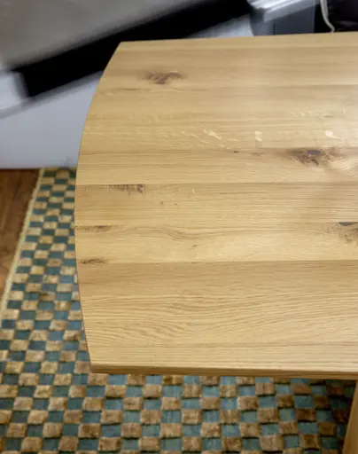 Esstisch 3100 - LB ca. 220x100 cm, Asteiche Bianco massiv, Holzwange