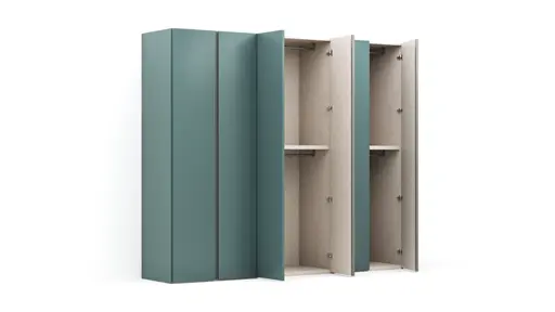 Drehtürenschrank Loretto - B ca. 280 cm, Lack matt, Salbeigrün