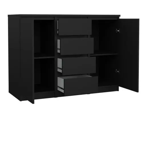 Kommode - B ca. 121 cm, Schwarz 