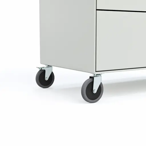 Highboard Edge - Lack weiß, auf Rollen