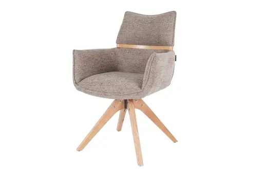 Armlehnstuhl MAROU - drehbar, Stoff, Braun