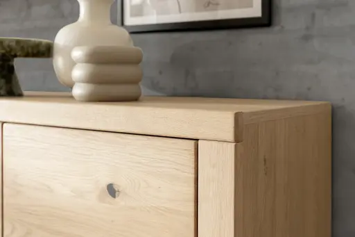 Wohnwand - mit Beleuchtung und Fernbedienung, Eiche Nachbildung, Eiche massiv geölt