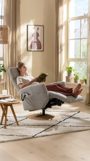 TV-Sessel Almyra - Größe M3, 2-motorisch, Stoff, Silbergrau