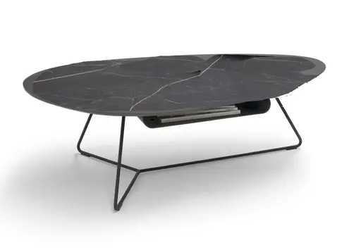 Couchtisch Fano - LBH ca. 121x75x38 cm, HPL, Schwarz marmoriert