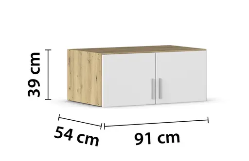Schrankaufsatz REXY MATT- B 91 cm, Eiche Dekor, Weiß