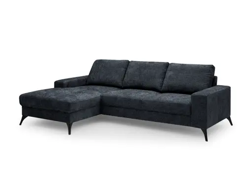 Ecksofa - Ecke links, 2-Sitzer, Stoff, Blau