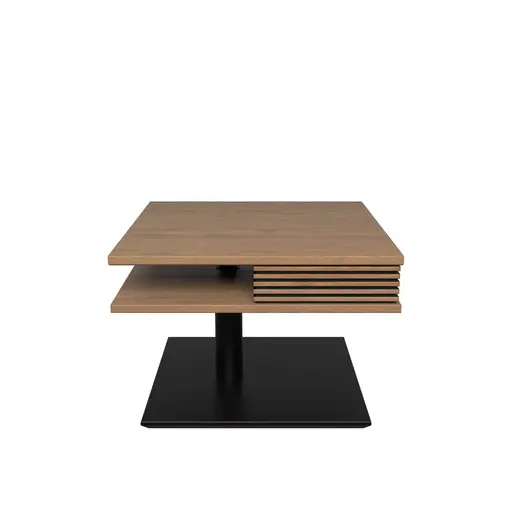 Couchtisch - höhenverstellbar, LBH. ca. 70x70x49-67 cm, Wildeiche furniert