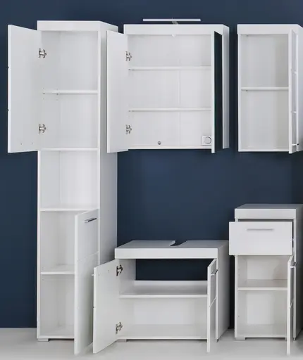 Kommode - B ca. 37 cm, Weiß, Weiß Hochglanz