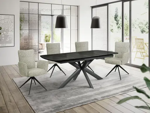 Stuhl MYLENE - drehbar, Stoff, Schwarz-Weiß