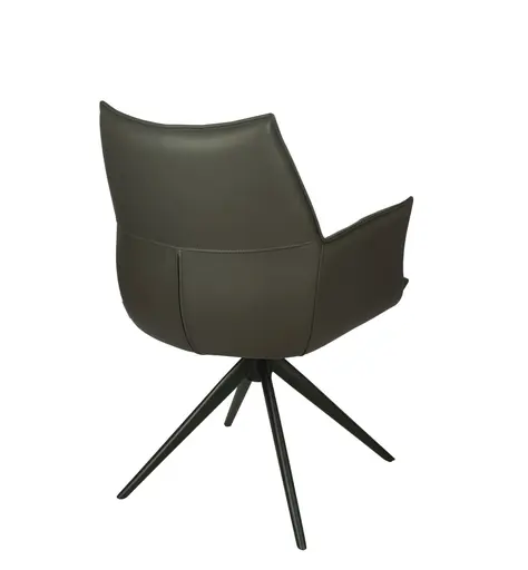 Armlehnstuhl MELE - drehbar, Leder, Dunkelbraun