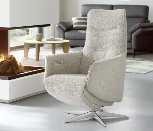 Relaxsessel Riposo - inkl. motorischer Relaxfunktion mit Aufstehhilfe, Stoff, Graubeige