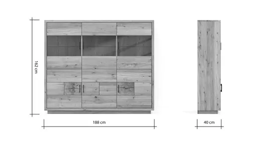 Highboard Hartford - Eiche massiv, mit Hirnholzapplikation