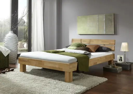 Bettgestell- Liegefläche ca. 140x200 cm, Kernbuche, Massiv, Geölt