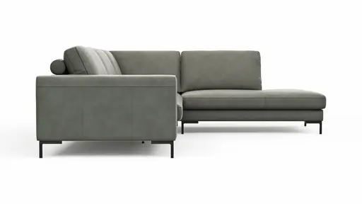 Ecksofa Solano - 2,5-Sitzer mit Ecke Rechts, Leder, Grau
