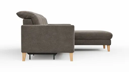 Ecksofa Alegria Plus - 2,5-Sitzer mit Longchair rechts inkl. Kopfteil verstellbar (motorisch+manuell) und Relaxfunktion (motorisch), Stoff, Nougat