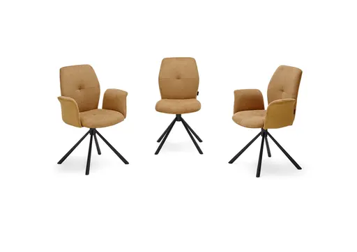 Stuhl MANOA - drehbar, Stoff, Senfgelb