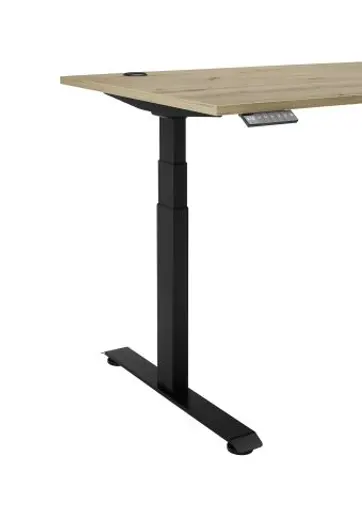 Eckschreibtisch - höhenverstellbar, LB ca. 185x77 cm, Artisan Eiche Nachbildung, Schwarz