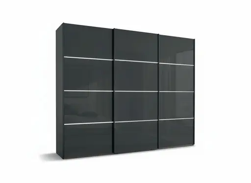 Schwebetürenschrank – inkl. Lichtstreifen, B. ca. 250 cm, Glas Lava
