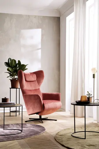 Relaxsessel Clemens - Größe M, inkl. Relaxfunktion, Stoff, Pfirsich