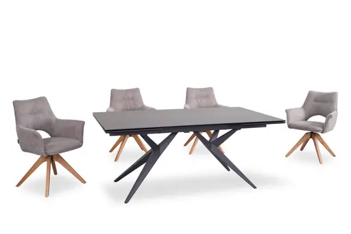 Esstisch MICHELA - ausziehbar, LB ca. 180x95 cm, Glaskeramik, Dunkelgrau