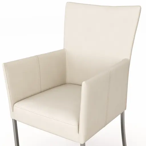 Armlehnstuhl Penthouse - Leder, Weiß, 4 Fuß, Edelstahl