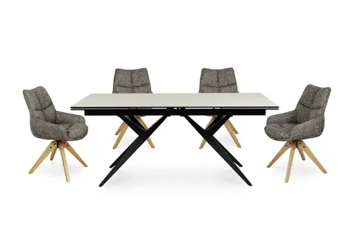 Esstisch MICHELA - ausziehbar, LB ca. 180x95 cm, Glaskeramik, Travertin farbig