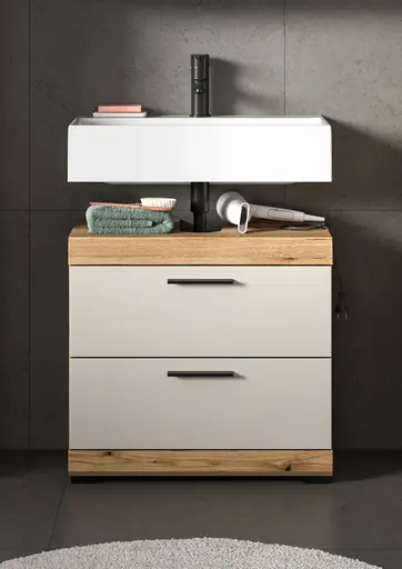 Waschbeckenunterschrank - B ca. 60 cm, Evoke Eiche Nachbildung, Kaschmir
