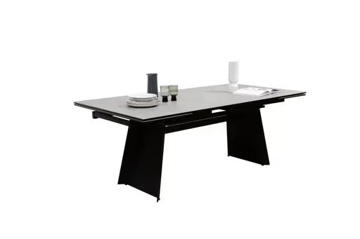 Esstisch - ausziehbar, LB ca. 200 (245, 290)x100 cm, Keramik, Hellgrau
