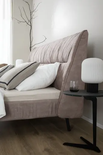 Bett Alvito - Liegefläche ca. 180x200 cm, Stoff, Beige