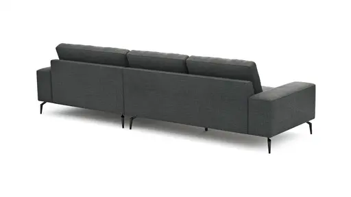 Ecksofa Redington - 2,5-Sitzer mit Longchair groß rechts, Stoff, Schwarz