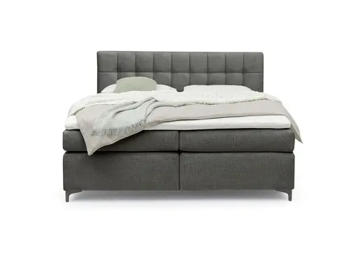 Boxspringbett HINDA- Liegefläche ca. 180x200 cm, Stoff, Anthrazit, Bonell, Inkl. Topper
