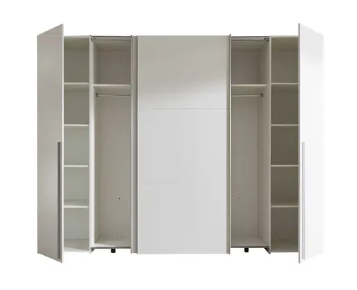 Schwebe-/Drehtürenschrank- B ca. 267 cm, Weiß