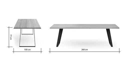 Esstisch Talara Lina - LB ca. 260x100cm, Wildeiche Natur