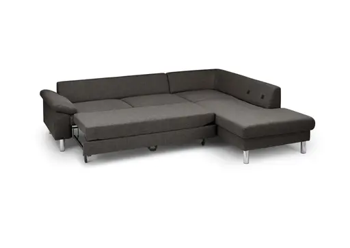 Ecksofa COOL - 2,5-Sitzer mit Ecke rechts, Querschläfer, Stoff, Mocca