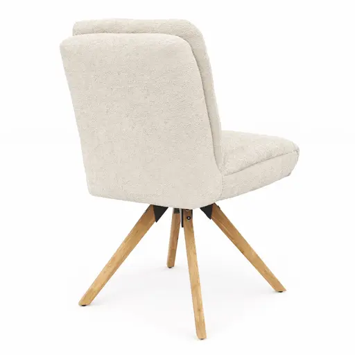 Stuhl Evania - Dreh und Relax-Funktion, niedriger Rücken, Stoff, Creme
