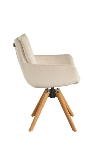 Polsterstuhl - mit Armlehne, drehbar, Stoff, Natur