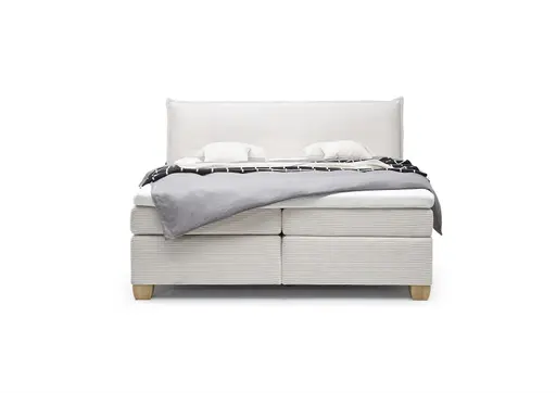  Boxspringbett HADAI- Liegefläche ca. 180x200 cm, Stoff, Creme, Bonell, Inkl. Topper