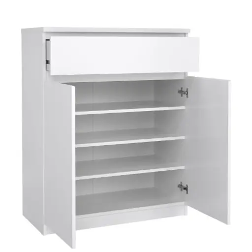 Kommode - B ca. 81 cm, Weiß Hochglanz