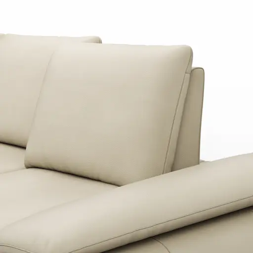 Ecksofa Collina - Longchair links, 2,5-Sitzer, inklusive Kopfstütze, Leder, Ecru