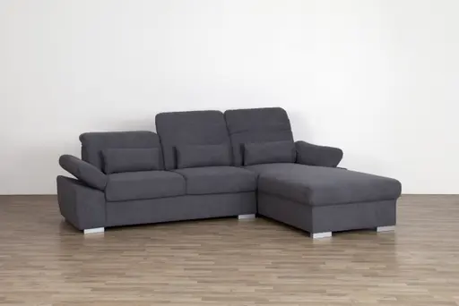 Ecksofa - 3-Sitzer, Ecke rechts inkl. Armteilverstellung in Microfaser Grau