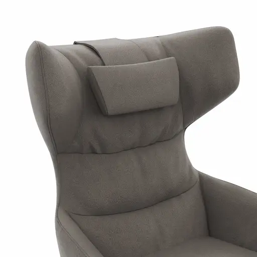 Drehsessel Houston Relax - Größe M, inkl. Relaxfunktion (motorisch), Aufstehhilfe und Kopfstütze, Stoff, Taupe