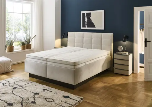 Polsterbett - Liegefläche ca. 180x200 cm, Stoff, Creme