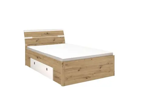 Bettgestell- Liegefläche ca. 140x200 cm, Eiche Dekor, Weiß