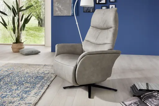 Sessel - Relaxfunktion, Leder, Grau